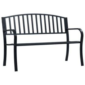 Patio Bench 49.2" Black Steel (Color: Black)
