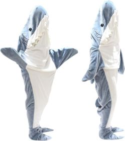 Home Soft Flannel Shark Blanket Hoodie (Option: Average Size)