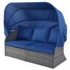 Outdoor Patio Furniture Set Daybed Sunbed with Retractable Canopy Conversation Set Wicker Furniture