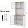 72 Inch Freestanding Pantry Cabinet with Hutch and Adjustable Shelf