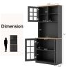 72 Inch Freestanding Pantry Cabinet with Hutch and Adjustable Shelf