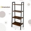 Industrial Style 4-Tier Bookshelf with Metal Frame