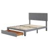 Full Size Upholstery Platform Bed with One Drawer,Adjustable Headboard