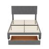 Full Size Upholstery Platform Bed with One Drawer,Adjustable Headboard
