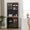 72 Inch Freestanding Pantry Cabinet with Hutch and Adjustable Shelf