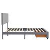 Full Size Upholstery Platform Bed with One Drawer,Adjustable Headboard