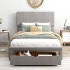 Full Size Upholstery Platform Bed with One Drawer,Adjustable Headboard