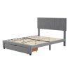 Full Size Upholstery Platform Bed with One Drawer,Adjustable Headboard