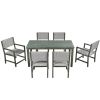 Acacia Wood And Rattan Outdoor Dining Table And Chairs For 6 People, Suitable For Courtyard,Patio, Balcony