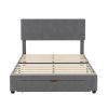 Full Size Upholstery Platform Bed with One Drawer,Adjustable Headboard