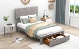 Full Size Upholstery Platform Bed with One Drawer,Adjustable Headboard