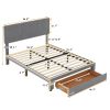 Full Size Upholstery Platform Bed with One Drawer,Adjustable Headboard