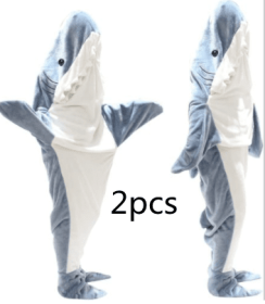 Home Soft Flannel Shark Blanket Hoodie (Option: Average Size2pcs)