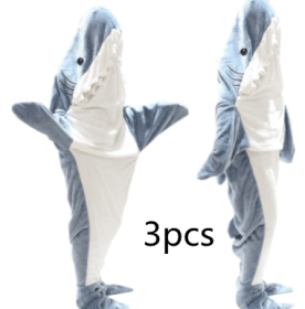 Home Soft Flannel Shark Blanket Hoodie (Option: Average Size3pcs)