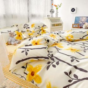 Four-piece Set Sanding Skin Bed Sheet Quilt Cover (Option: Early Summer Rattan Seed-Four Sets Of 200cm Bed)