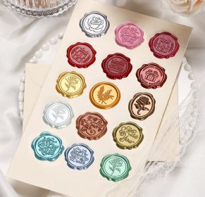 Picture Wax Sticker Wax Seal Sticker Sealed Envelope Wedding Invitation Wine Bottle Gift Decorative Sealed Sticker (Option: Random-50PCS)